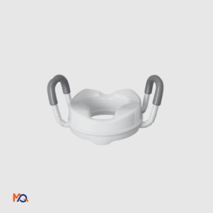 Rehausseur toilette avec accoudoirs amovibles et fixation latérale par deux molettes